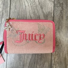 Juicy Couture Wallet Pink Butterfly Bling Double Zip