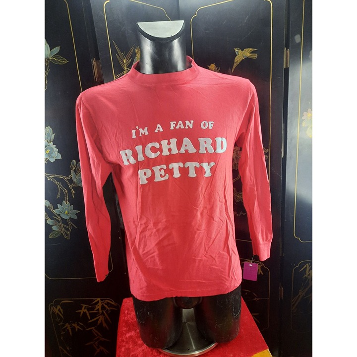 Vintage 1980s Richard Petty Fan L Tshirt Long Sleeve Single Stitch Velvet Puff L