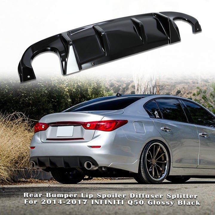 2014-2017 Infiniti Q50 Rear Lip Diffuser Bumper PG Style Gloss Black Brand New