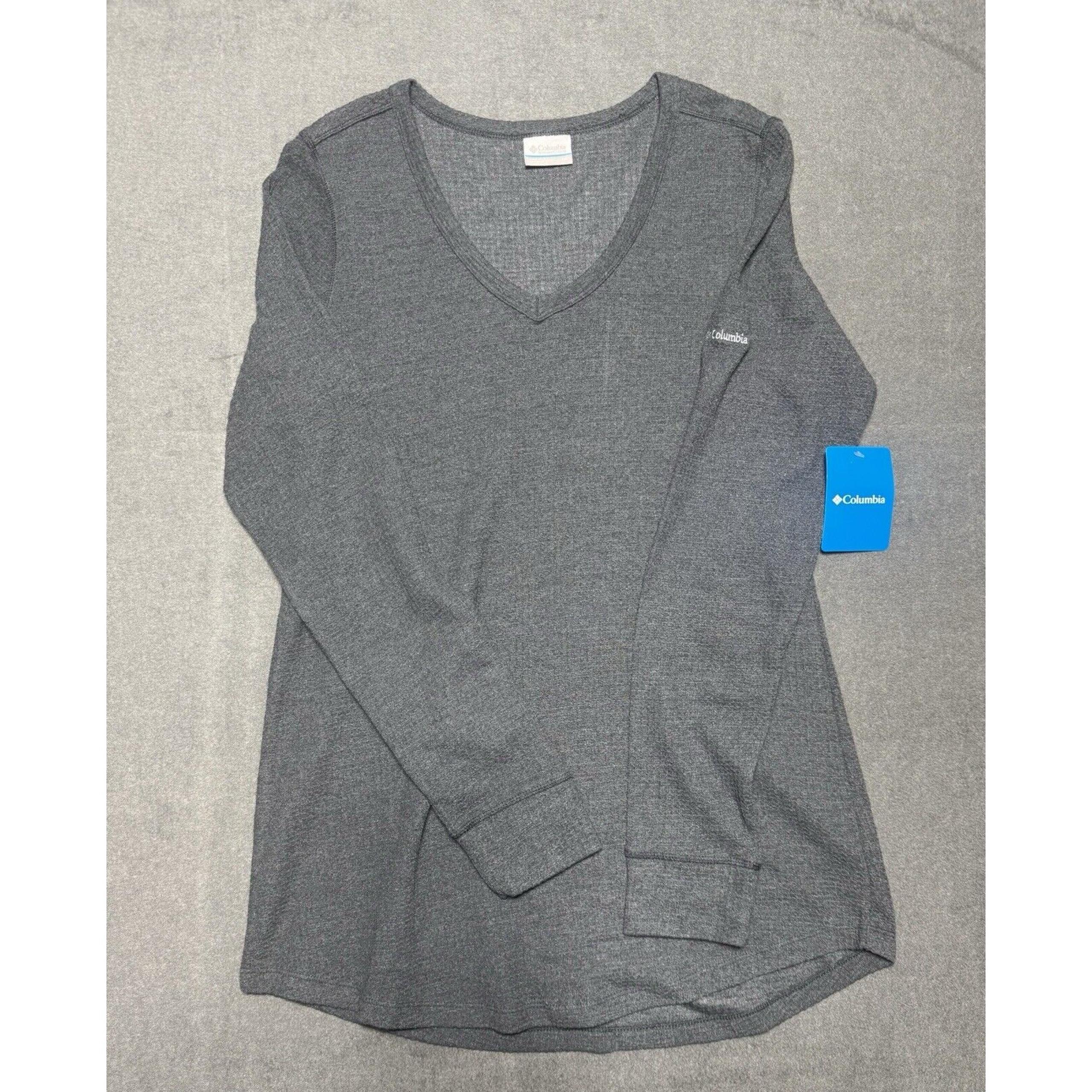 Columbia Women's Sz Medium Pine Peak Long Sleeve Thermal Tunic V-Neck Top Gray