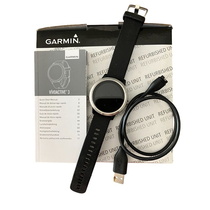 Garmin Vivoactive 3 GPS Smartwatch - Refurbished Black Silicone Band 1.2 Displa
