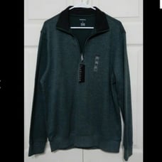 VAN HEUSEN MEN'S PULLOVER SWEATER SZ S MODERN 1/4 ZIP GRN GABLES HTR NWT! (CJ2)
