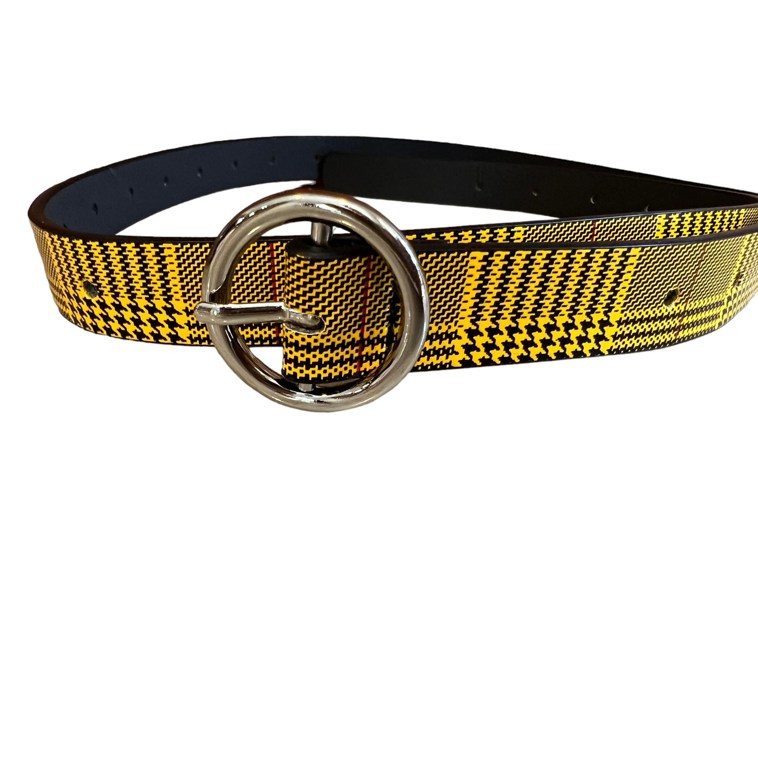 Vintage 80s 90s Dickies Yellow Plaid skinny belt M