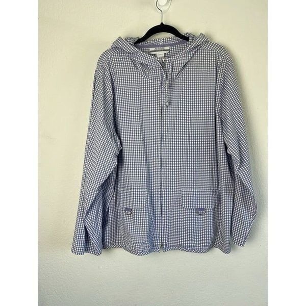 Jessie Sport Vintage Lavender Purple Checkered Full Zip Hoodie Jacket Size 20W