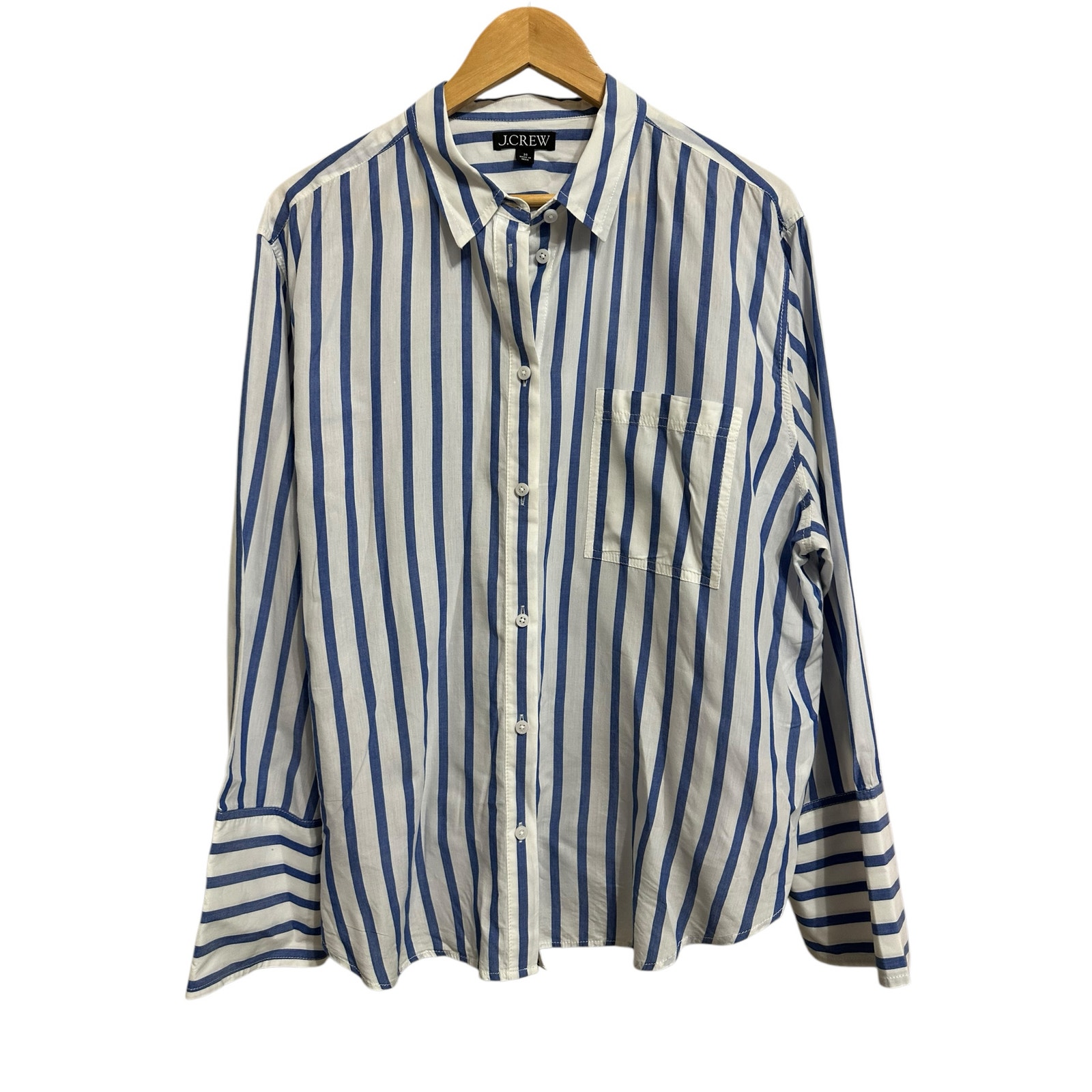 J. Crew women's blue white striped button down top size 20 #BR575