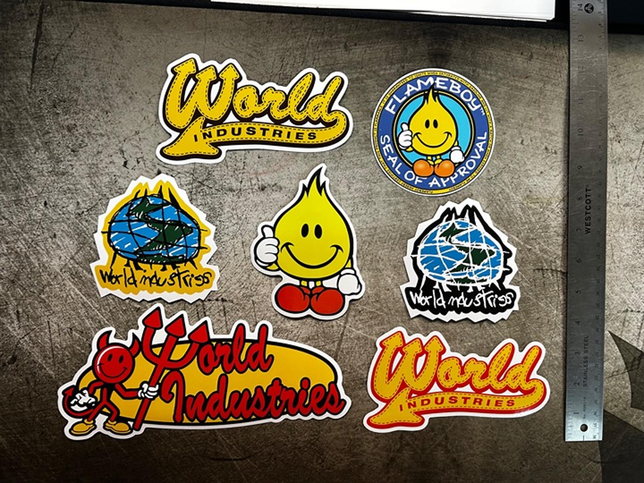WORLD INDUSTRIES 7 PlanB SKATEBOARD STICKER BONES VOLCOM Sims Alva Hawk Alien Wk