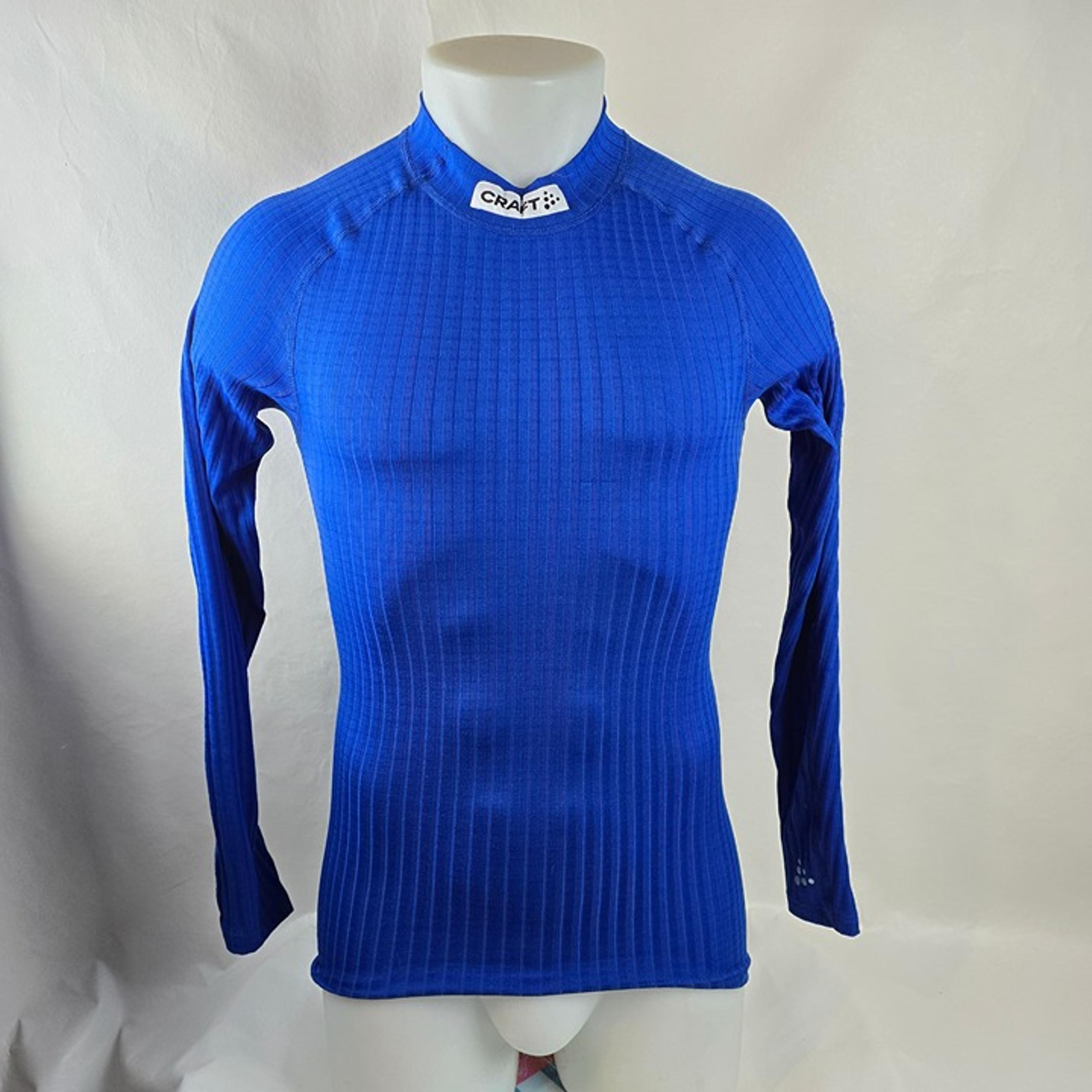 Craft Shirt Mens Medium Blue Base Layer Thermal Ribbed Running Mock Neck Sports