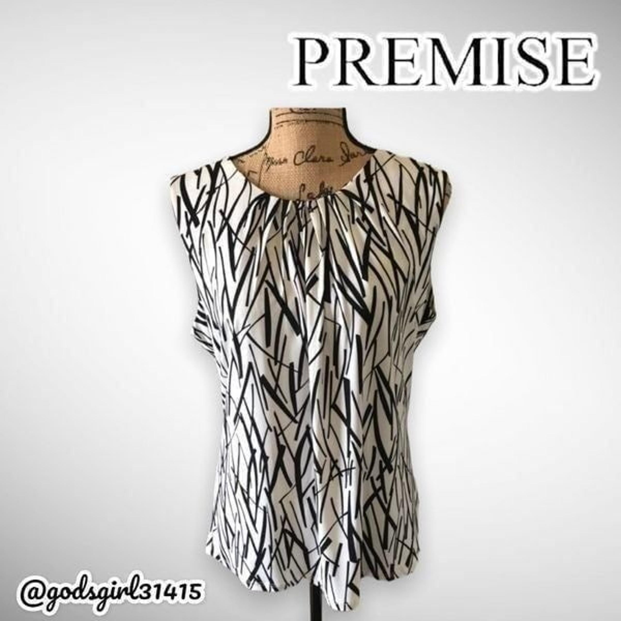 Premise Women’s Cap-Sleeve Black & Cream Shirt Blouse Top XS
