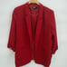 Womens DKNY Blazer Red Red Sz 14 Notch Collar Cuffs Sleeve Open Front New