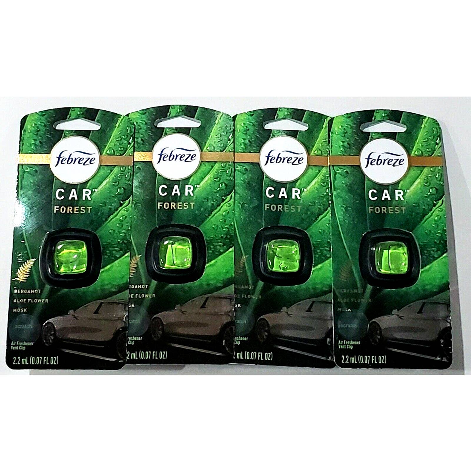 4 Packs Febreze Car Forest Bergamot Aloe Flower Musk Air Freshener Vent Clip