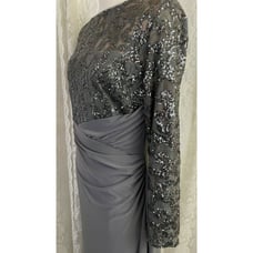 Ralph Lauren Womens Dress Size 14P Gray Maxi sequins Shine Spring Wedding Party