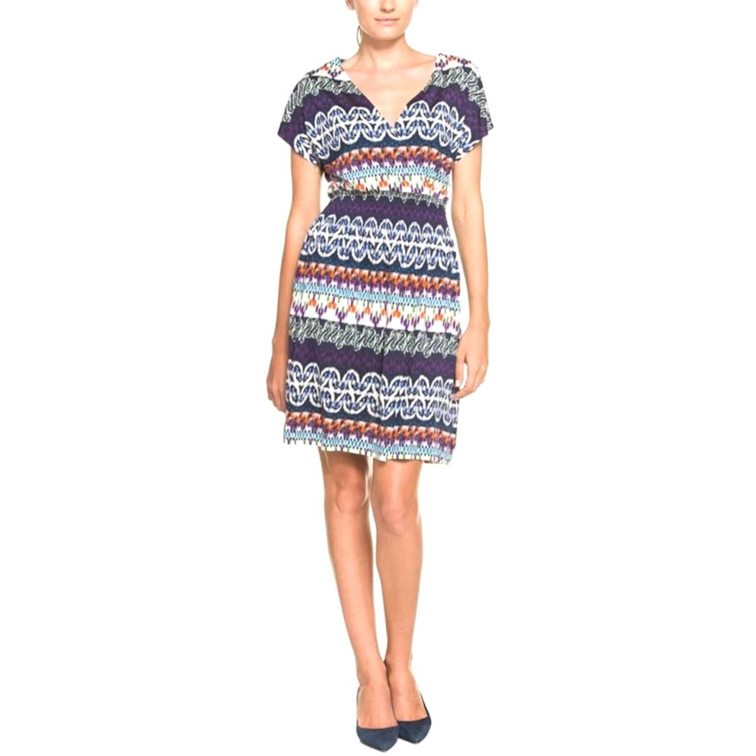 TORY BURCH Women's Arjeta Dress Sz XS Multicolor Colorful 100% Silk A-Line