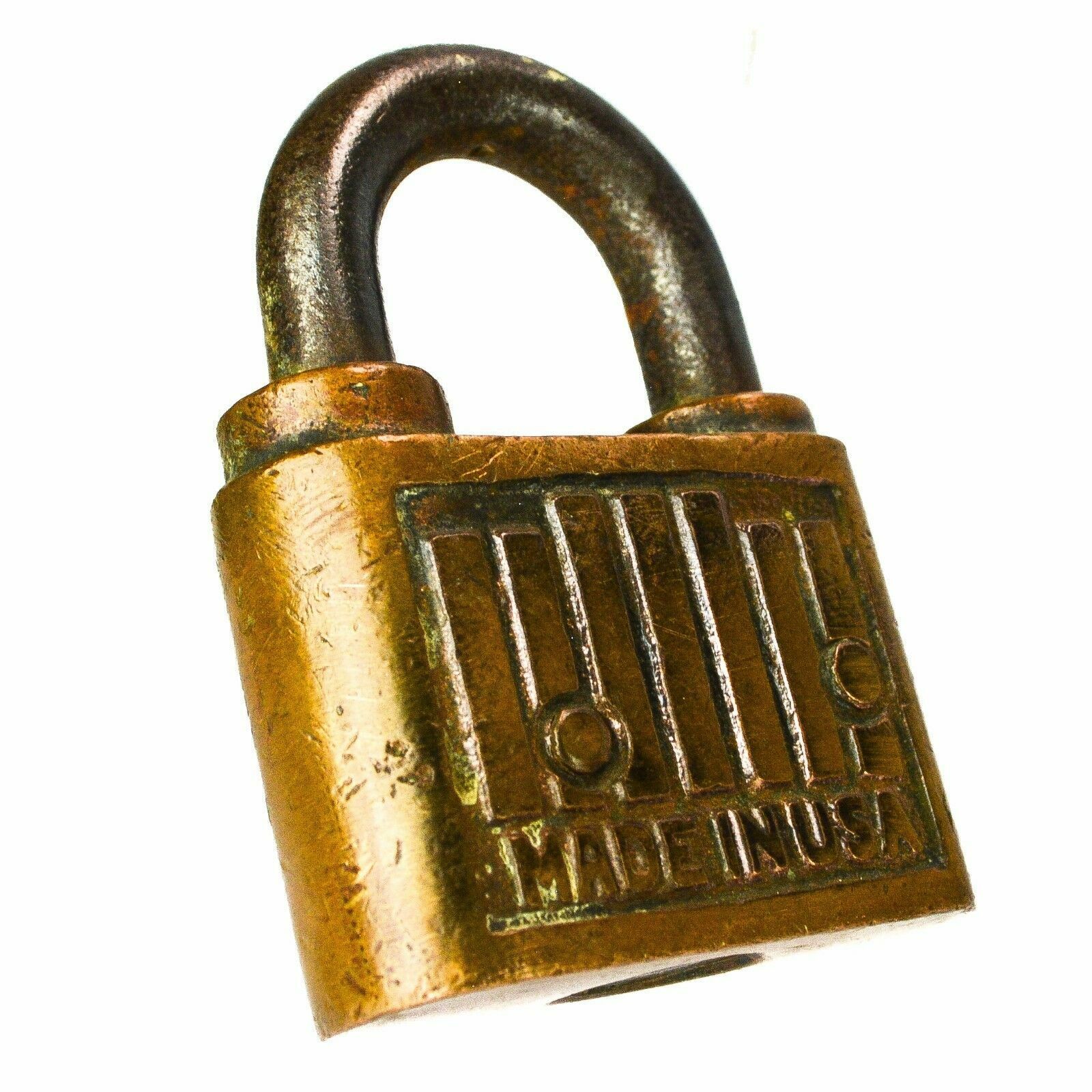 FRAIM SLAYMAKER FS Padlock Brass Old Vintage Embossed Lock (no key)
