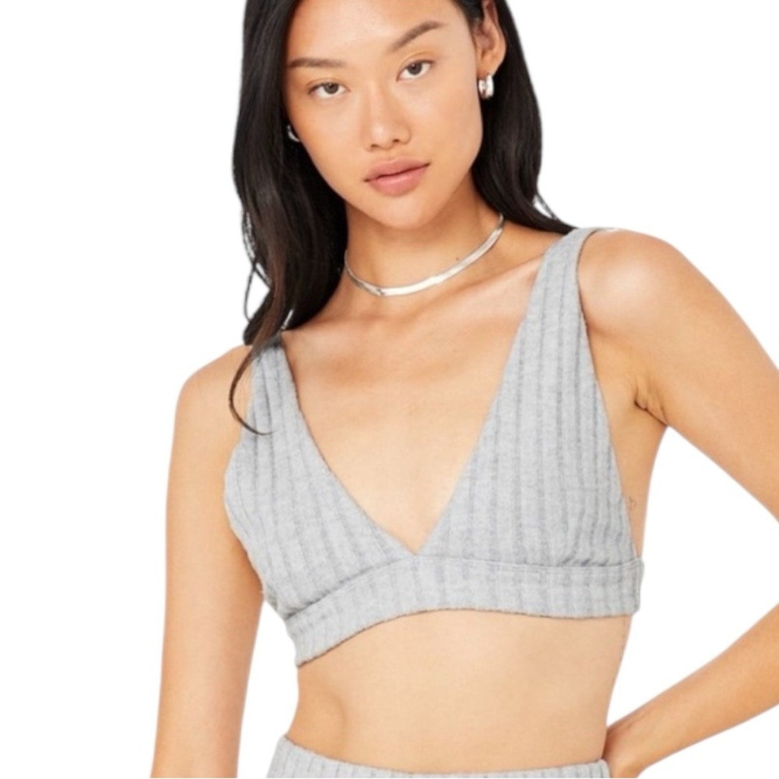 ALO Yoga Ribbed Bra in Grey | size small NWOT