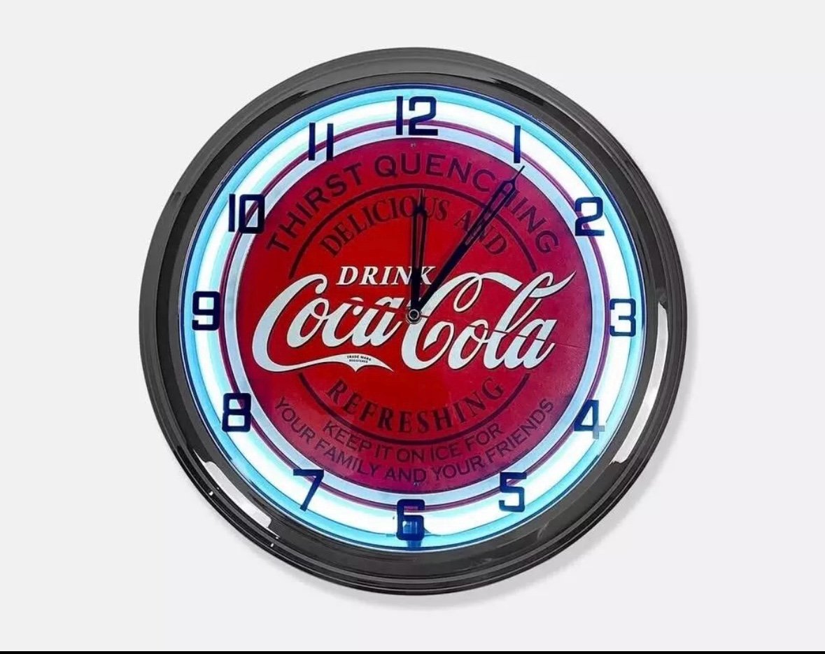 Coca-Cola Thirst Quenching Metal Sign Designed White Neon Clock