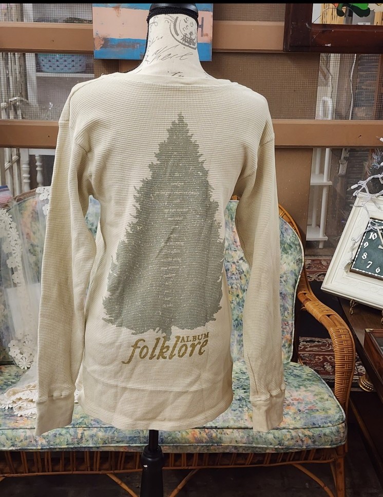 Taylor Swift RARE Folklore Tracklist Long Sleeve Thermal Waffle Shirt