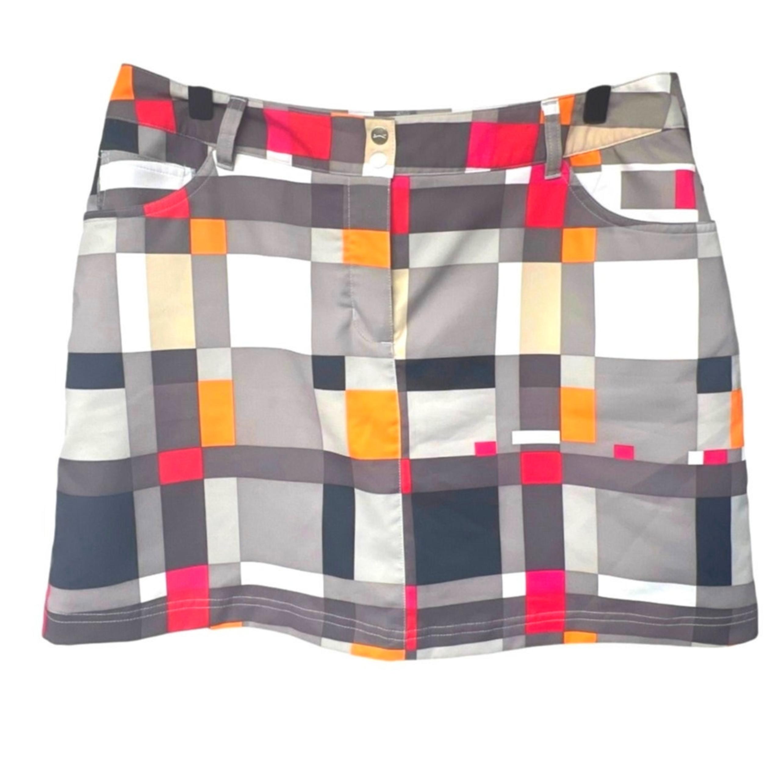 Womens Geometric Pattern Skort Color Block Athletic Golf Tennis Size 8 - Slazenger