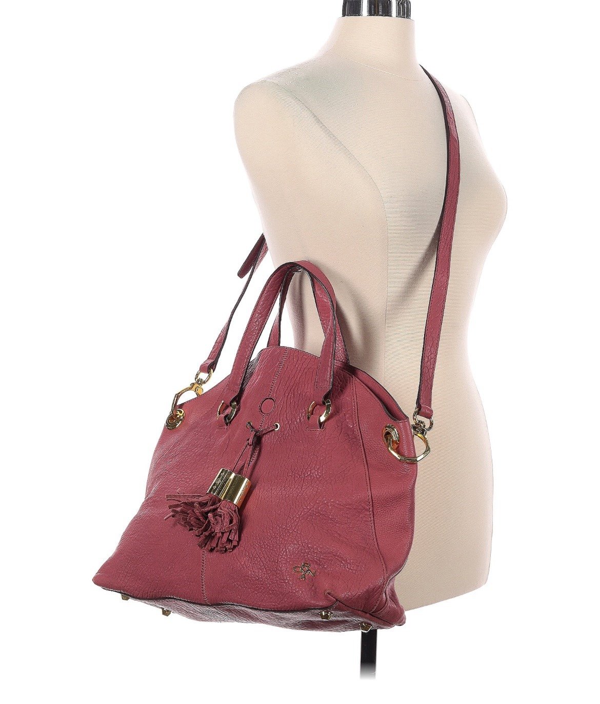 Oryany Pink Pebbled Leather Purse Shoulder Tote large