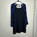 Hale Bob Royal Blue Black Beaded Velvet Silk Long Sleeve Mini Dress size XS