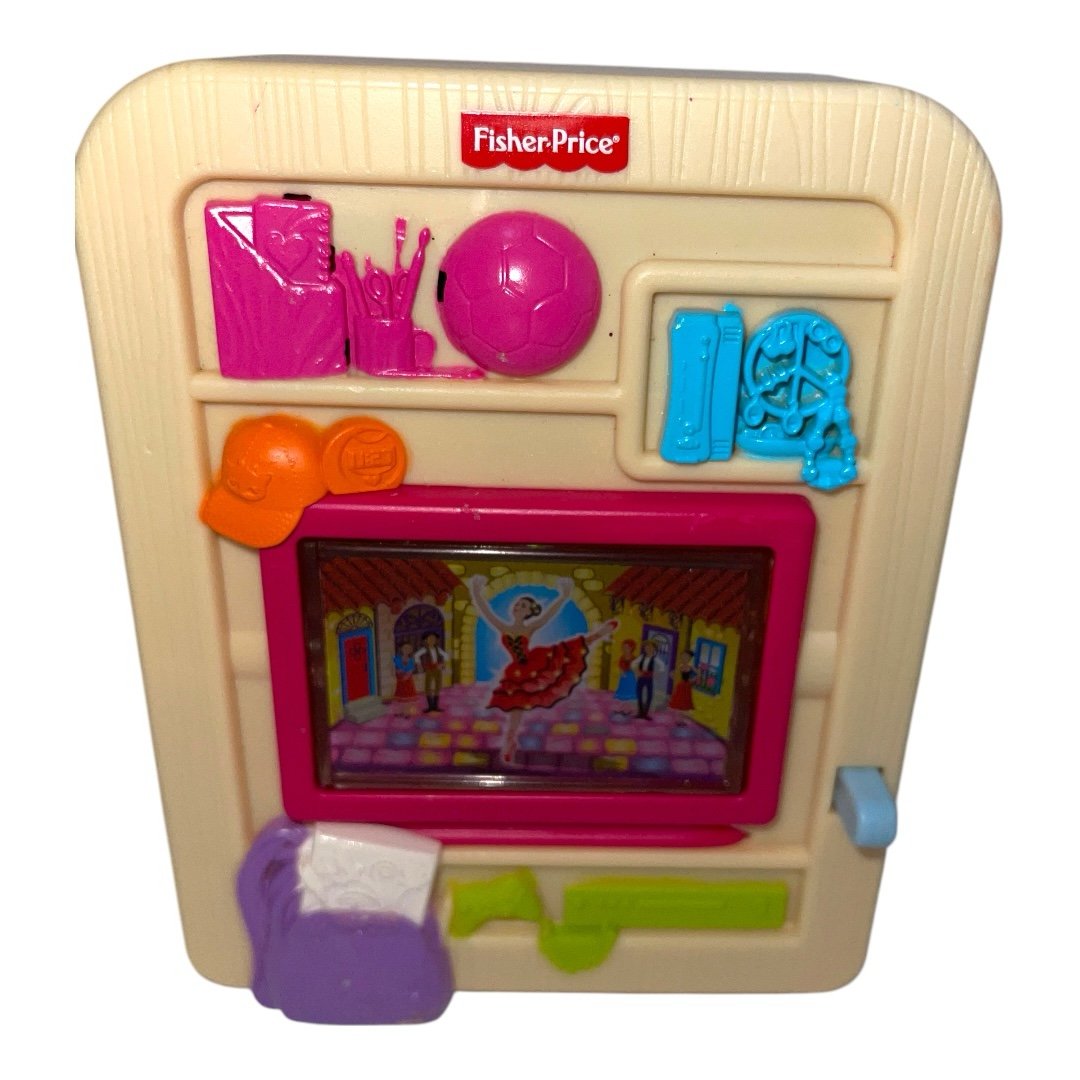 Super rare Rec room TV television dollhouse loving family fisher price WORKS