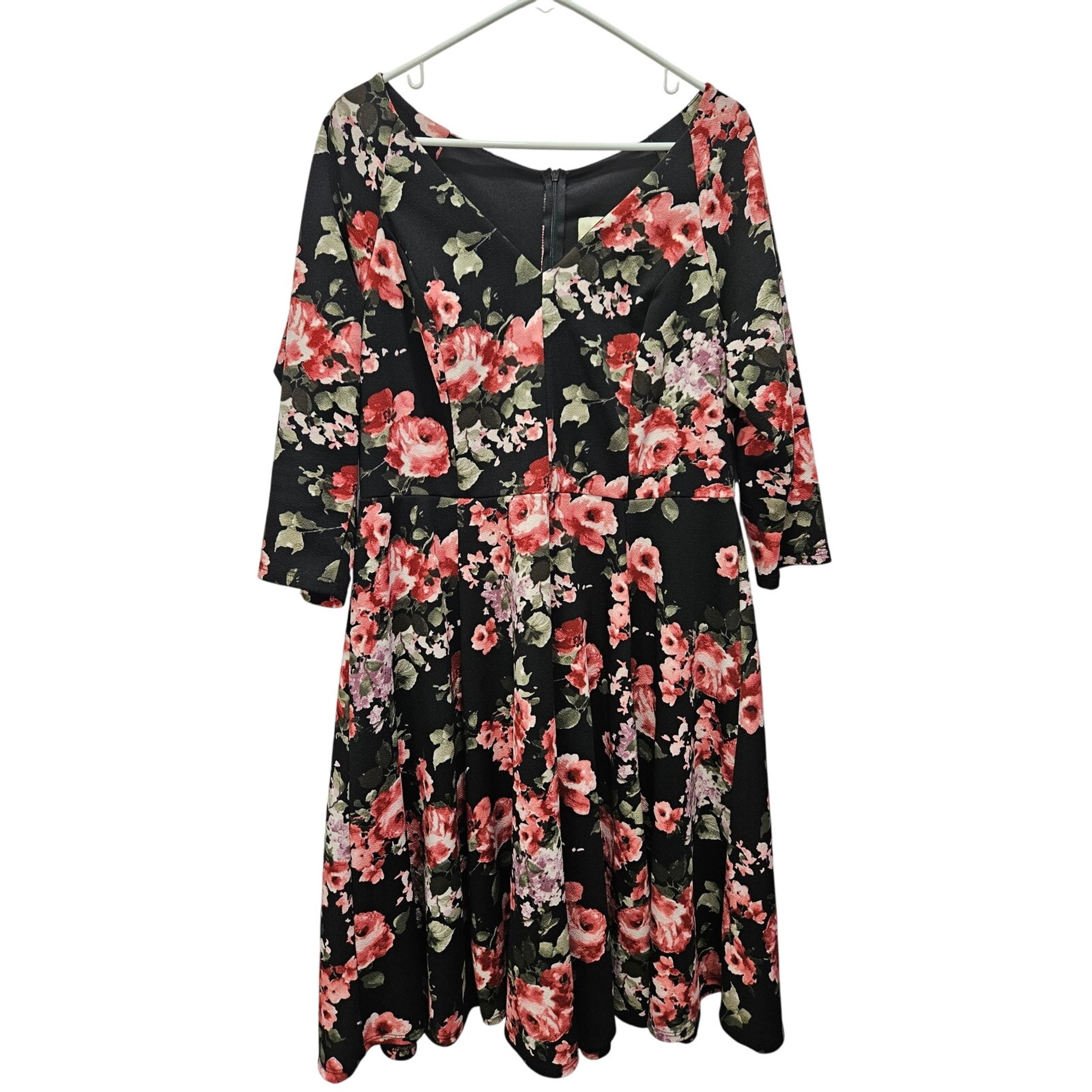 Fervour Modcloth Floral Skater Dress Size 2x 2 18 20 Fit Flare