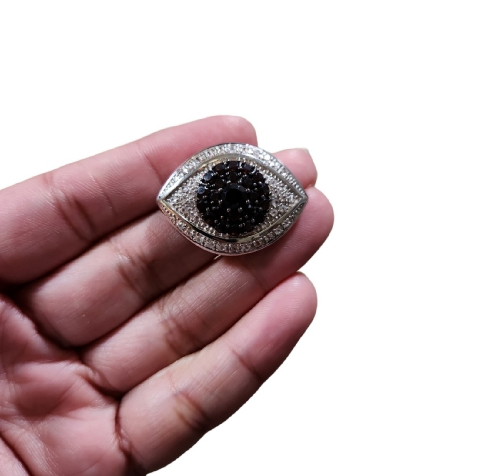 925 MLD TH Thailand Evil Eye Pendant 1.25 Black