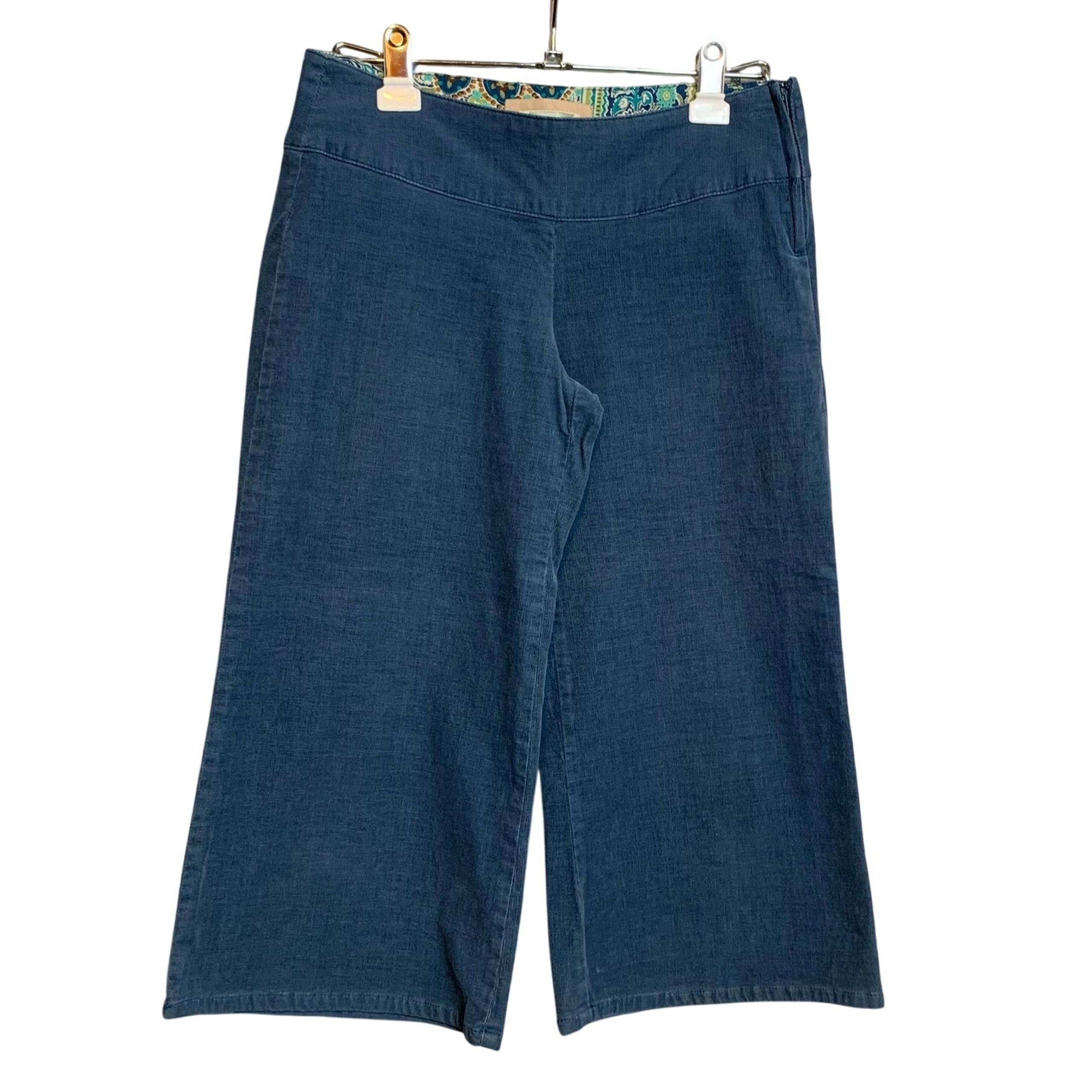 Vintage Zinc Wide Leg Gauchos Sz 1 Blue Textured Subtle Corduroy Look & Feel Y2K