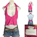 Lovers + Friends Halter Crop Top Barbie Pink XL French Terry Tuxedo Miley NEW