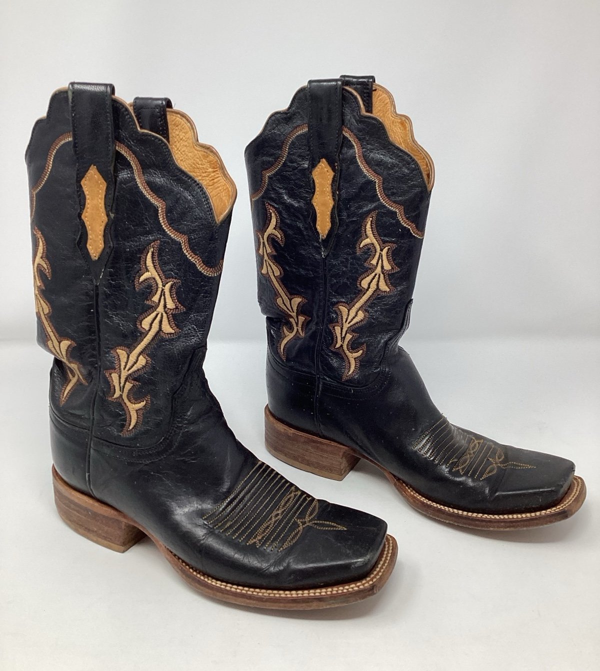 Lucchese 2000 Women’s Size 6 Square Toe Leather Cowboy Boots Western Embroidered