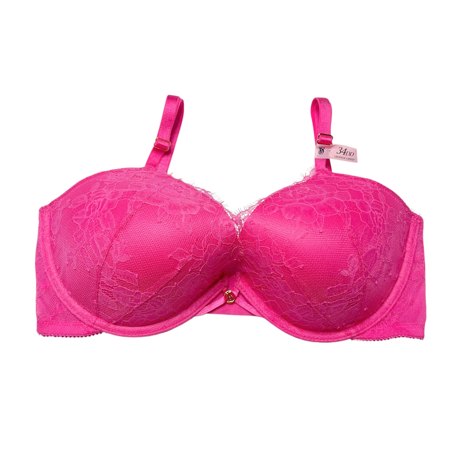 Victoria's Secret Very Sexy Rose Lace Lightly Lined Low-Cut Demi Bra Size 34DD