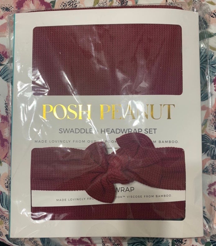 Posh peanut New in package red waffle swaddle & headband set