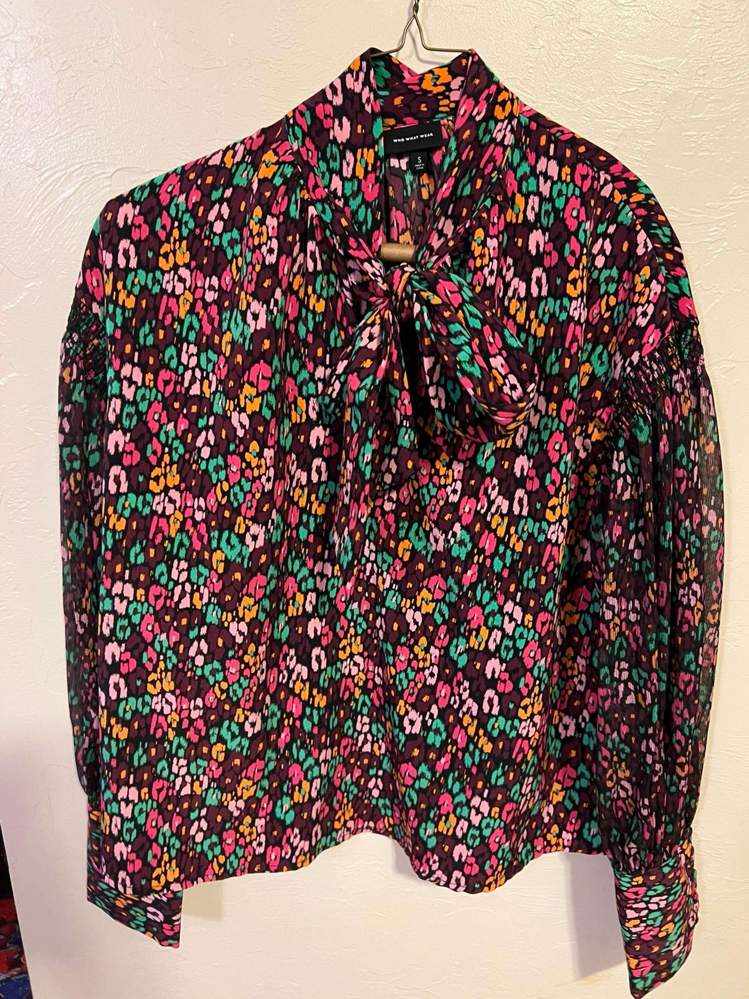 Women Who What Wear Long Sleeve Tie Blouse Small