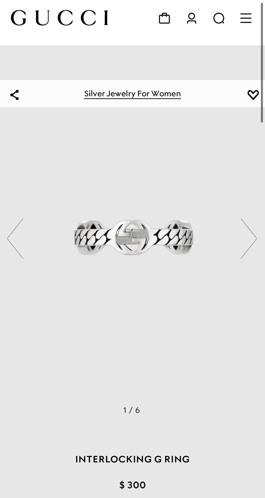 Gucci Interlocking G ring new size 11