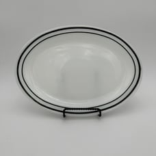 Vtg Anchor Hocking Fire King Platter Green Trim Milkglass 12 Inch