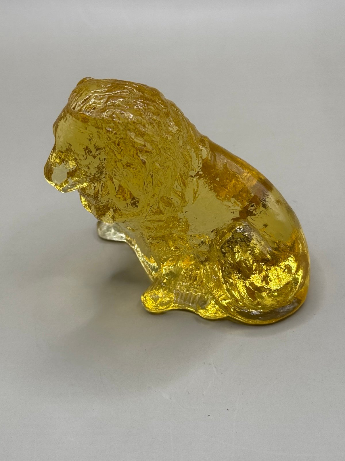 Mosser Glass Slag Amber Wild Animal Lion Paperweight Figurine