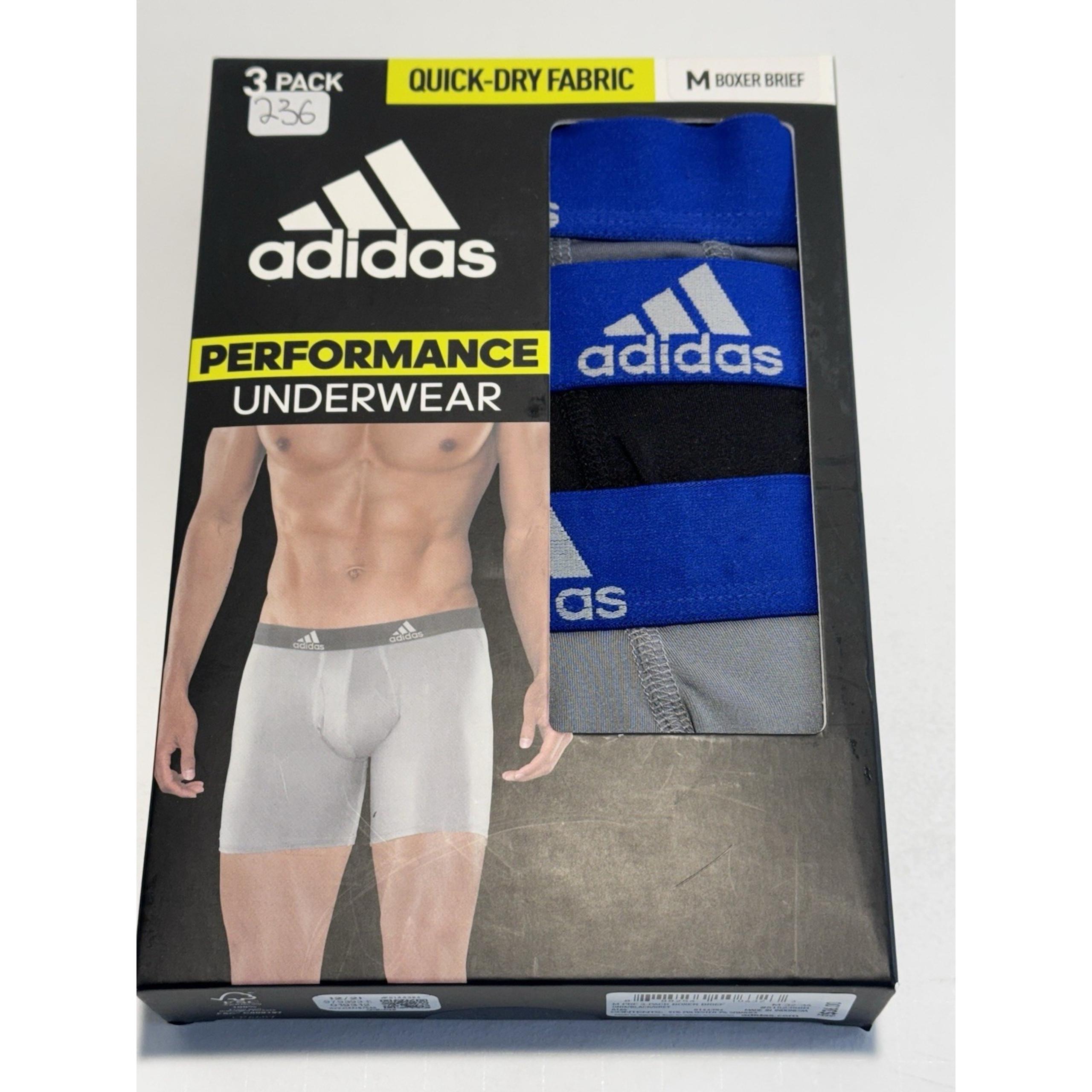 ADIDAS Men's Medium 3 Pack Performance Tagless Boxer Briefs Assorted Colors