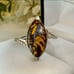 Unique Stone Vintage Ring in Solid 925 Sterling Silver. Marquis shaped cabochon