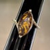 Unique Stone Vintage Ring in Solid 925 Sterling Silver. Marquis shaped cabochon