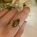 Unique Stone Vintage Ring in Solid 925 Sterling Silver. Marquis shaped cabochon