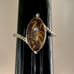 Unique Stone Vintage Ring in Solid 925 Sterling Silver. Marquis shaped cabochon