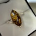 Unique Stone Vintage Ring in Solid 925 Sterling Silver. Marquis shaped cabochon
