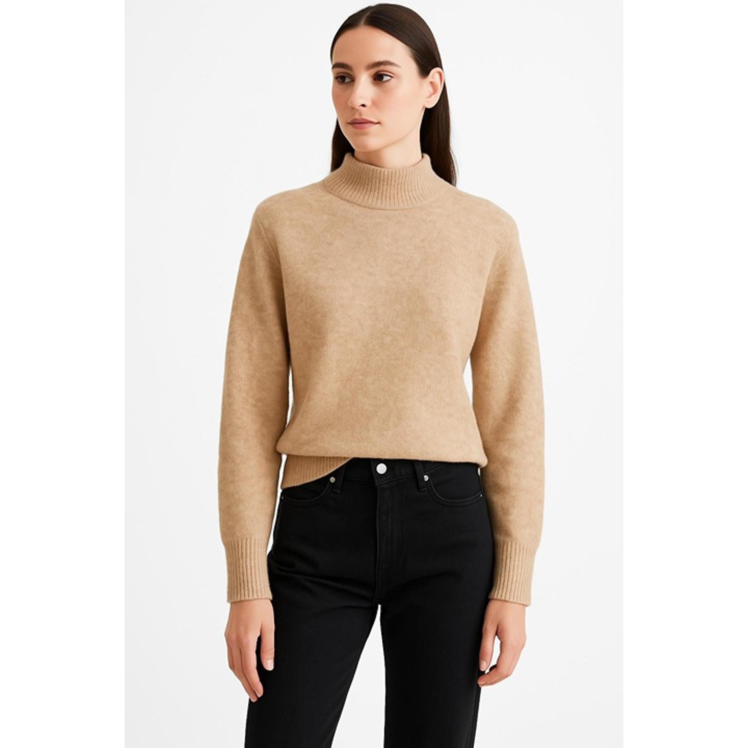 & Other Stories Women's Alpaca Blend Camel Mock Neck Sweater Size S