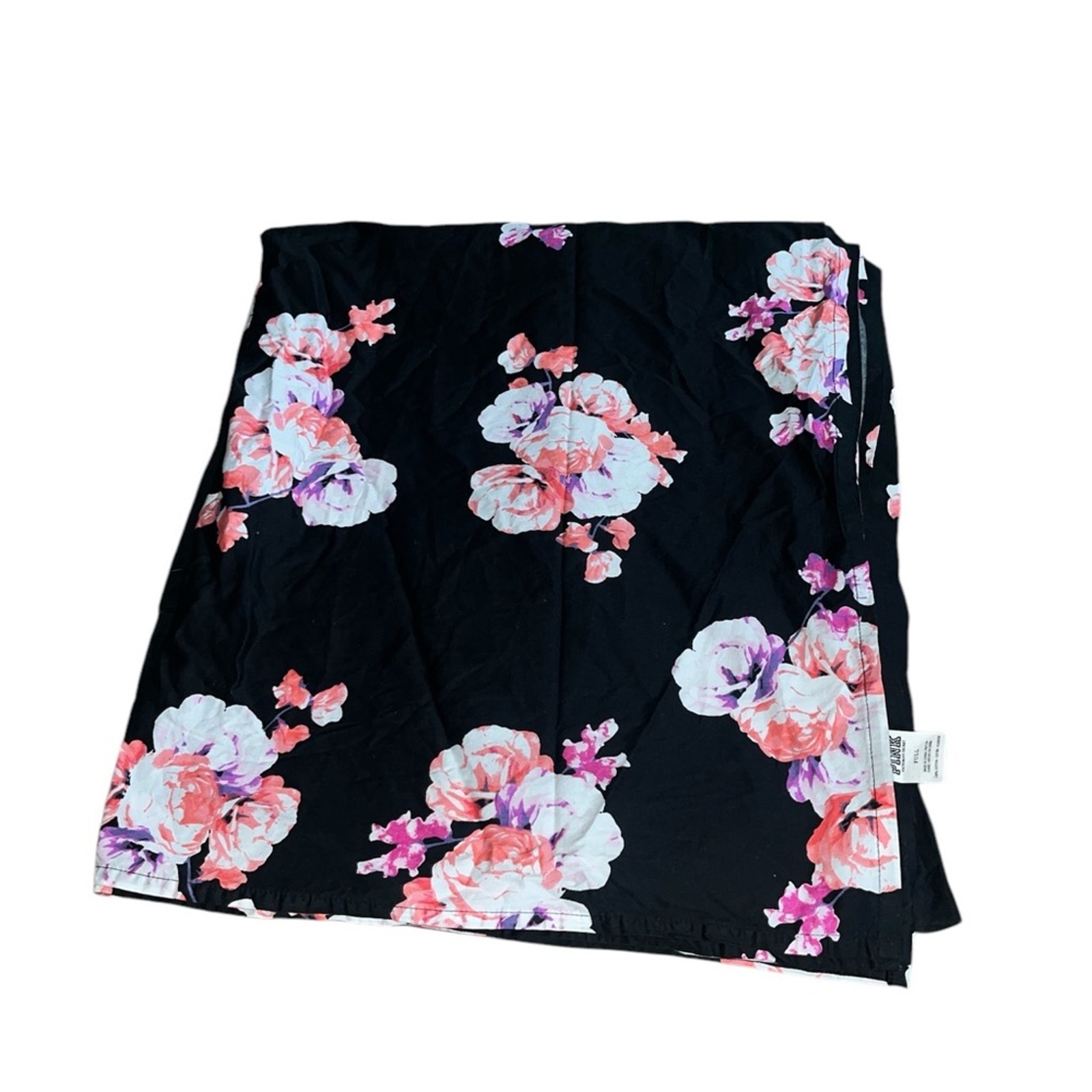 PINK VS Floral Black Full Size Flat Sheet