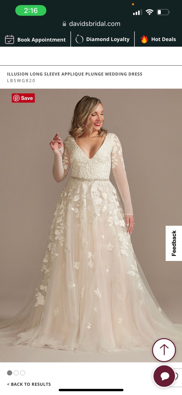 Wedding dress with no alterations. Very bottom just needs dry cleaned. Size 20.