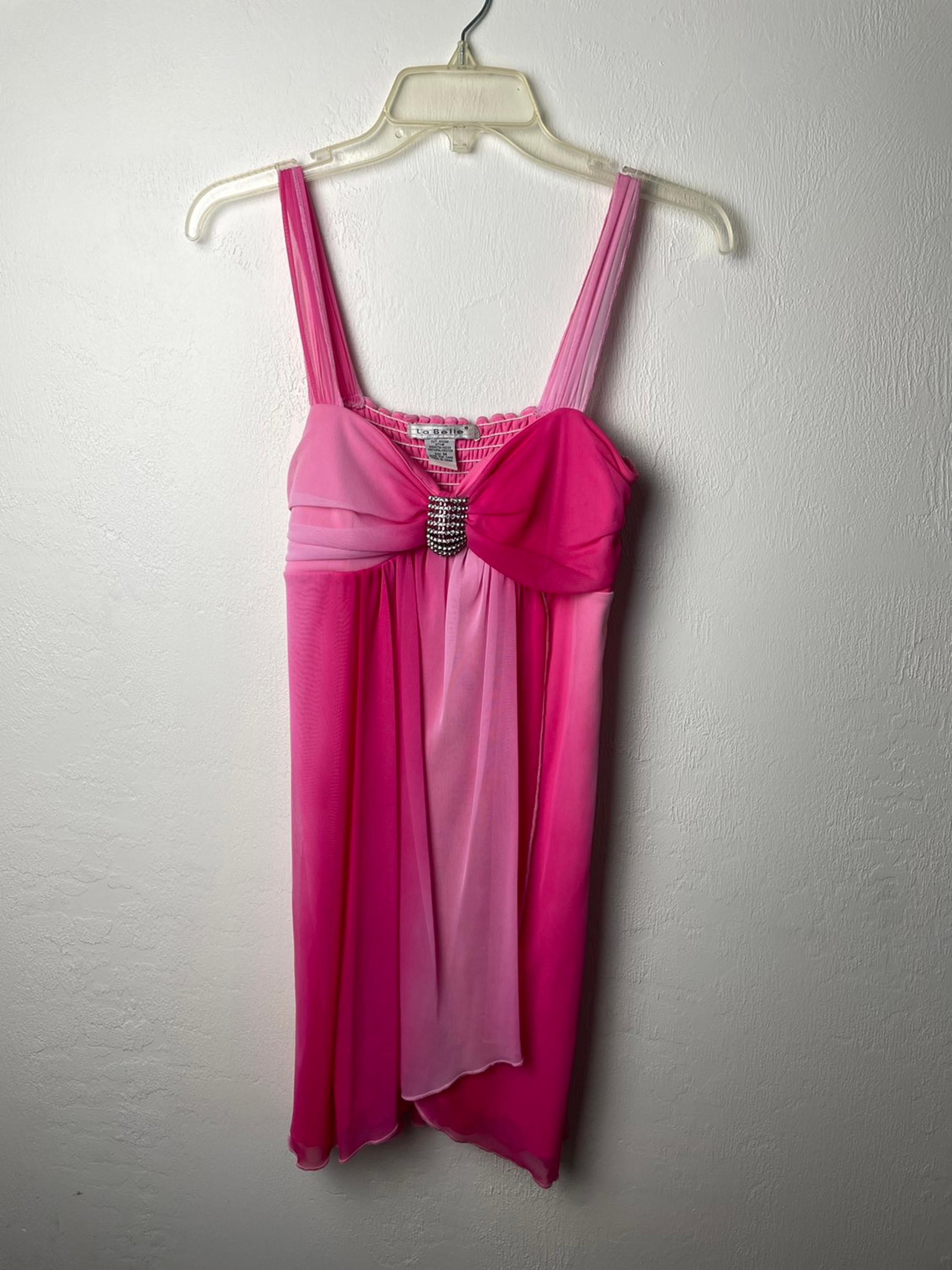 La Belle Pink Multi Layer Flared Formal Dress
