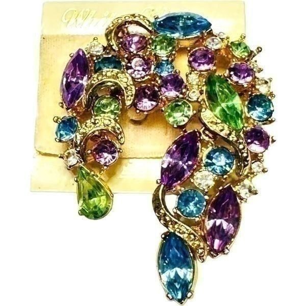 WHITE WIDOW VINTAGE NWT Crystal Rhinestone Brooch Pin With No Missing Stones