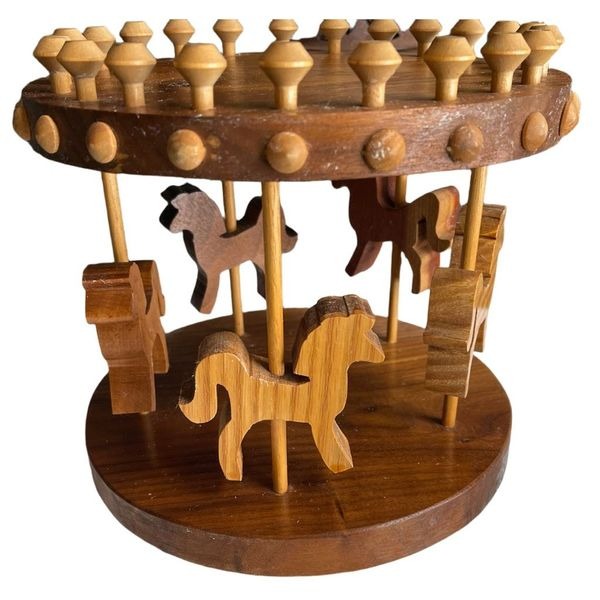 Vintage Folk Art Handmade wooden carousel.