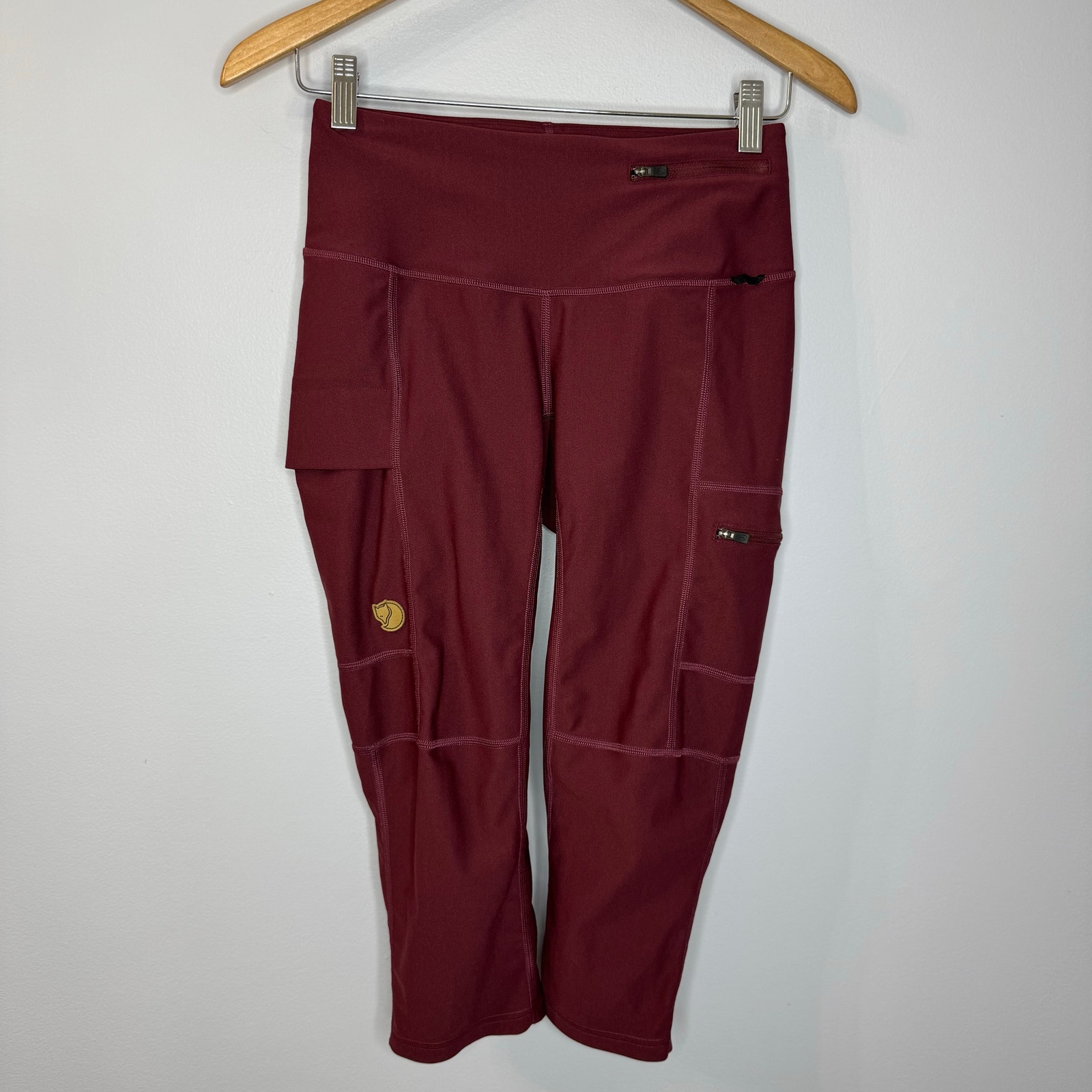 Fjallraven Trekking Tights 3/4 Capri Legging Hiking Outdoor Red Sz S