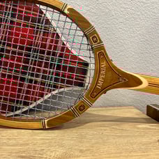 Vintage TAD DAVIS wooden tennis racquet with plaid case COOL*