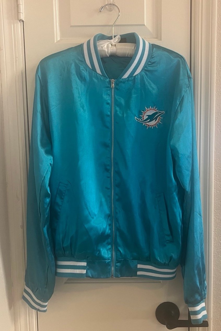 Miami Dolphins Full Zip Bling Varsity Jacket Size S